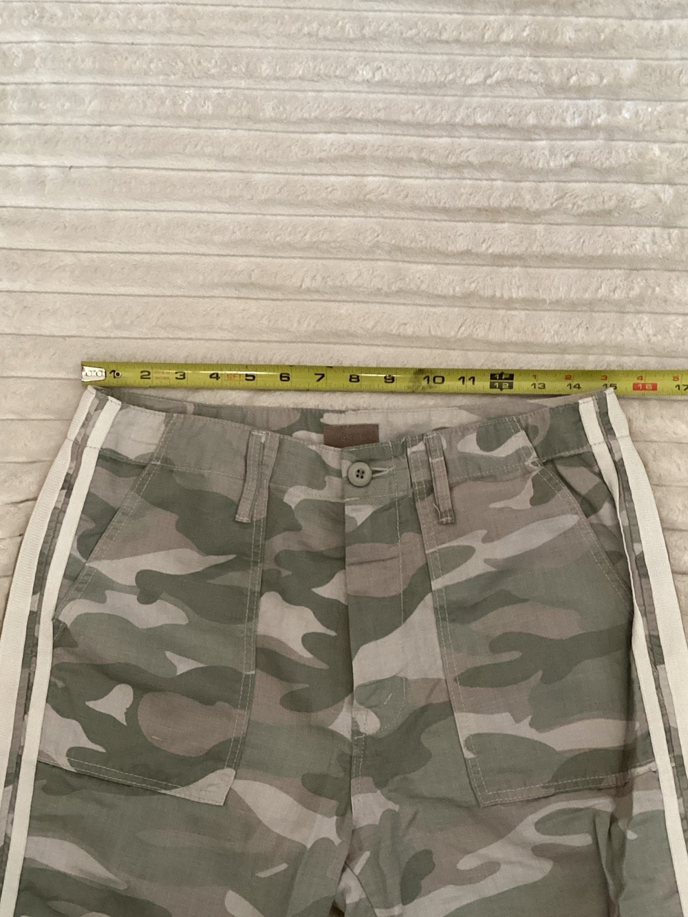 MOTHER Camo Ankle Pants with Side Stripes - Green & Beige